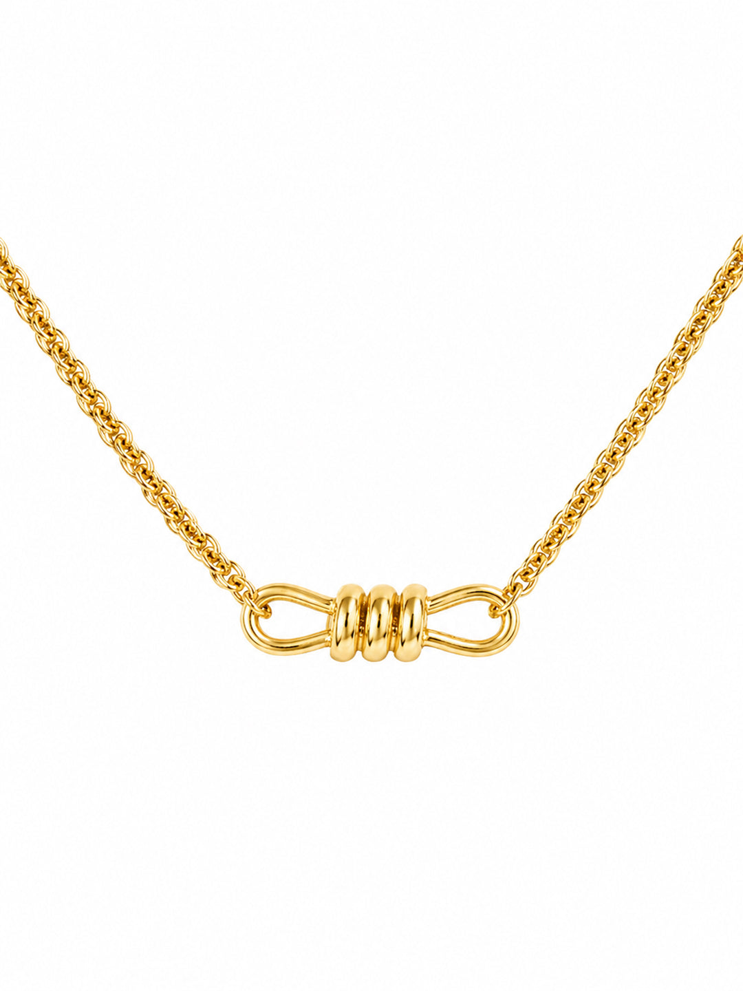 Aella gold knot necklace with sculptural chain detail