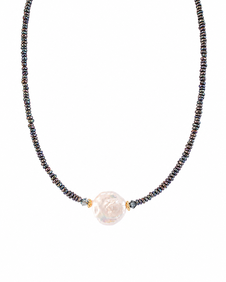 Aisling abalone pearl necklace with baroque pearl centrepiece
