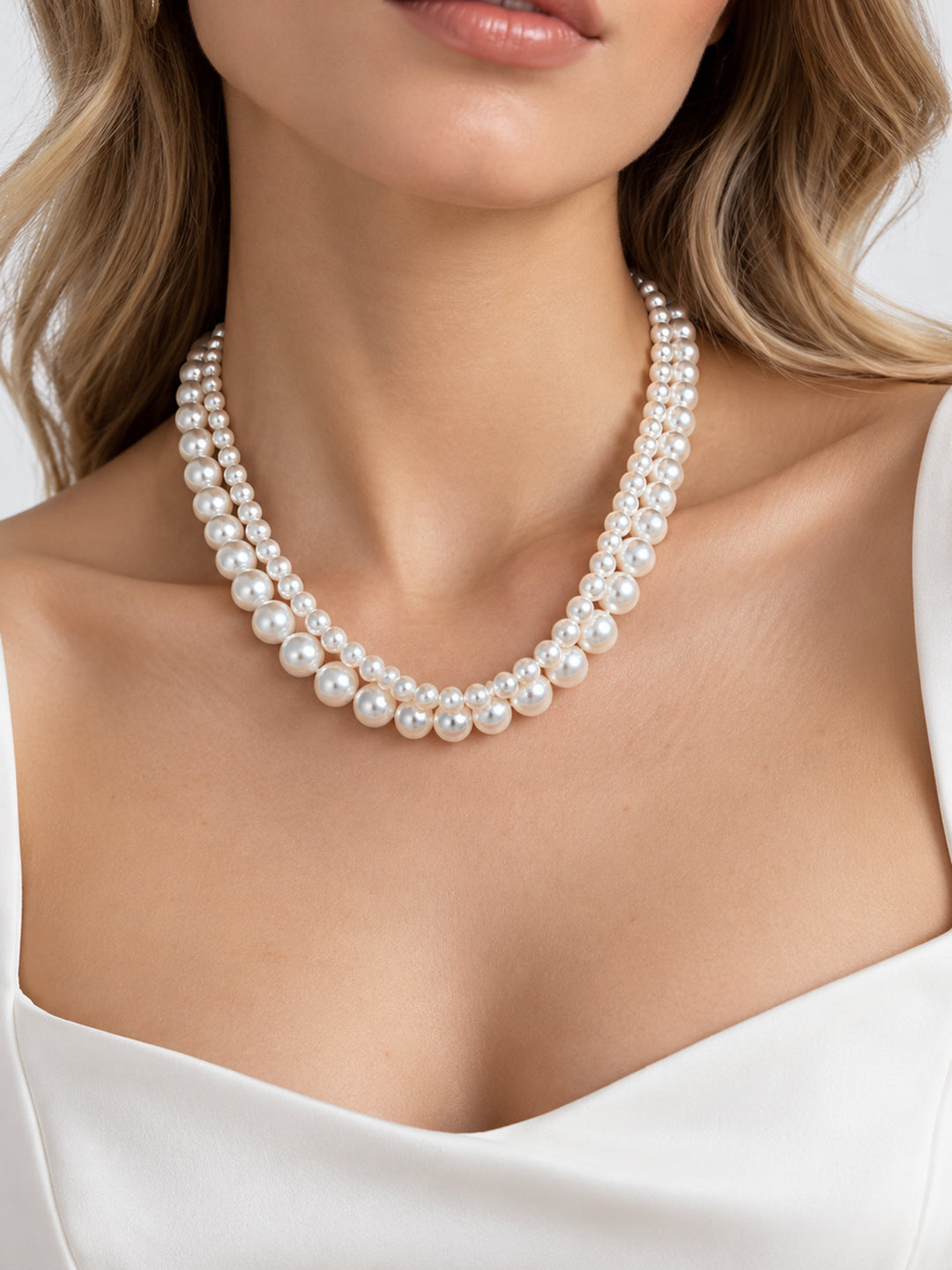 Amabel Double Strand Pearl Necklace - view 2