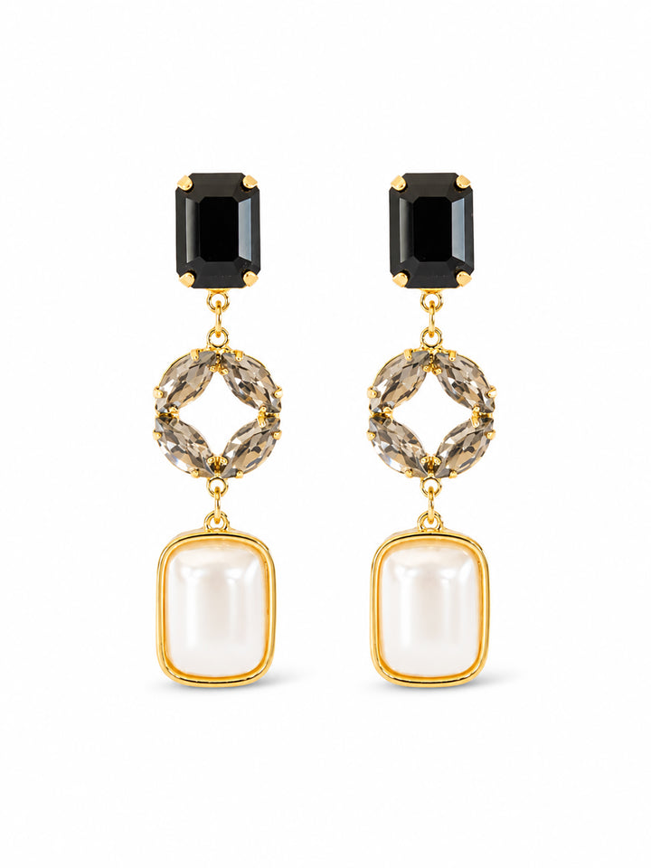 Amara Crystal Pearl Drop Earrings