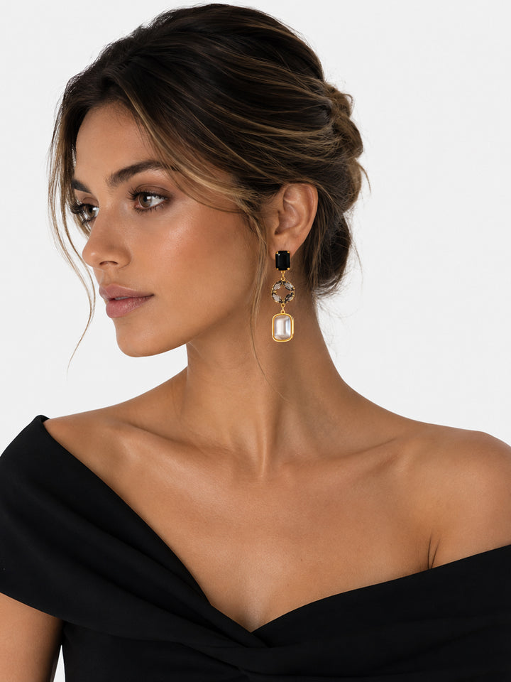 Amara Crystal Pearl Drop Earrings