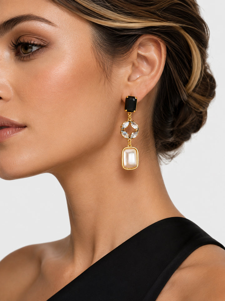 Amara Crystal Pearl Drop Earrings
