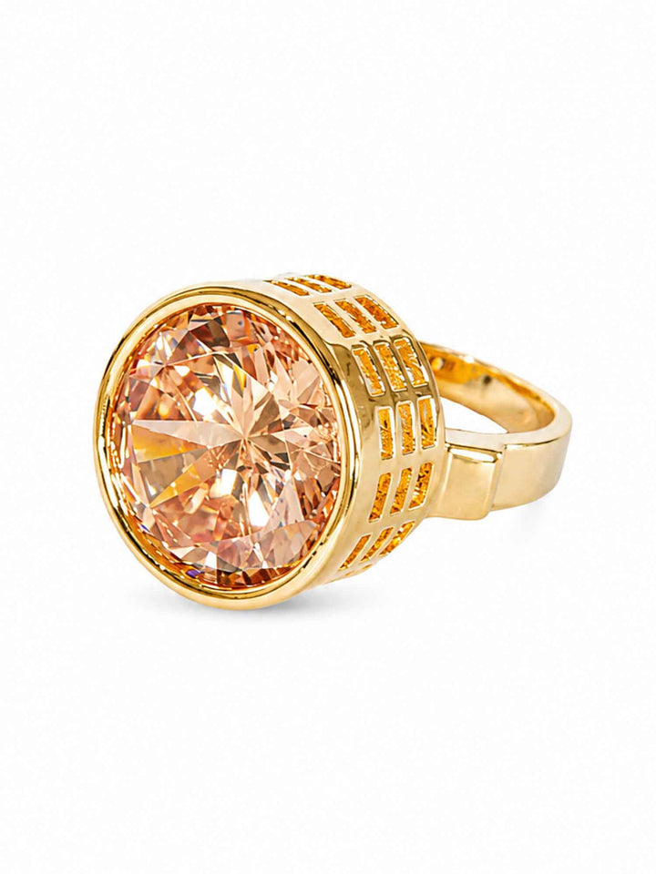 Amber Crystal Gold Statement Ring
