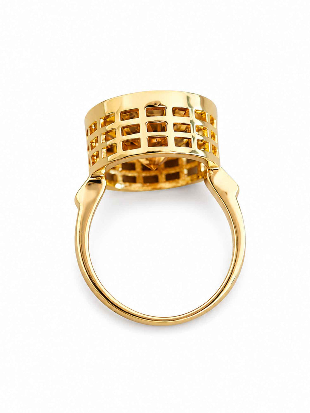 Amber Crystal Gold Statement Ring