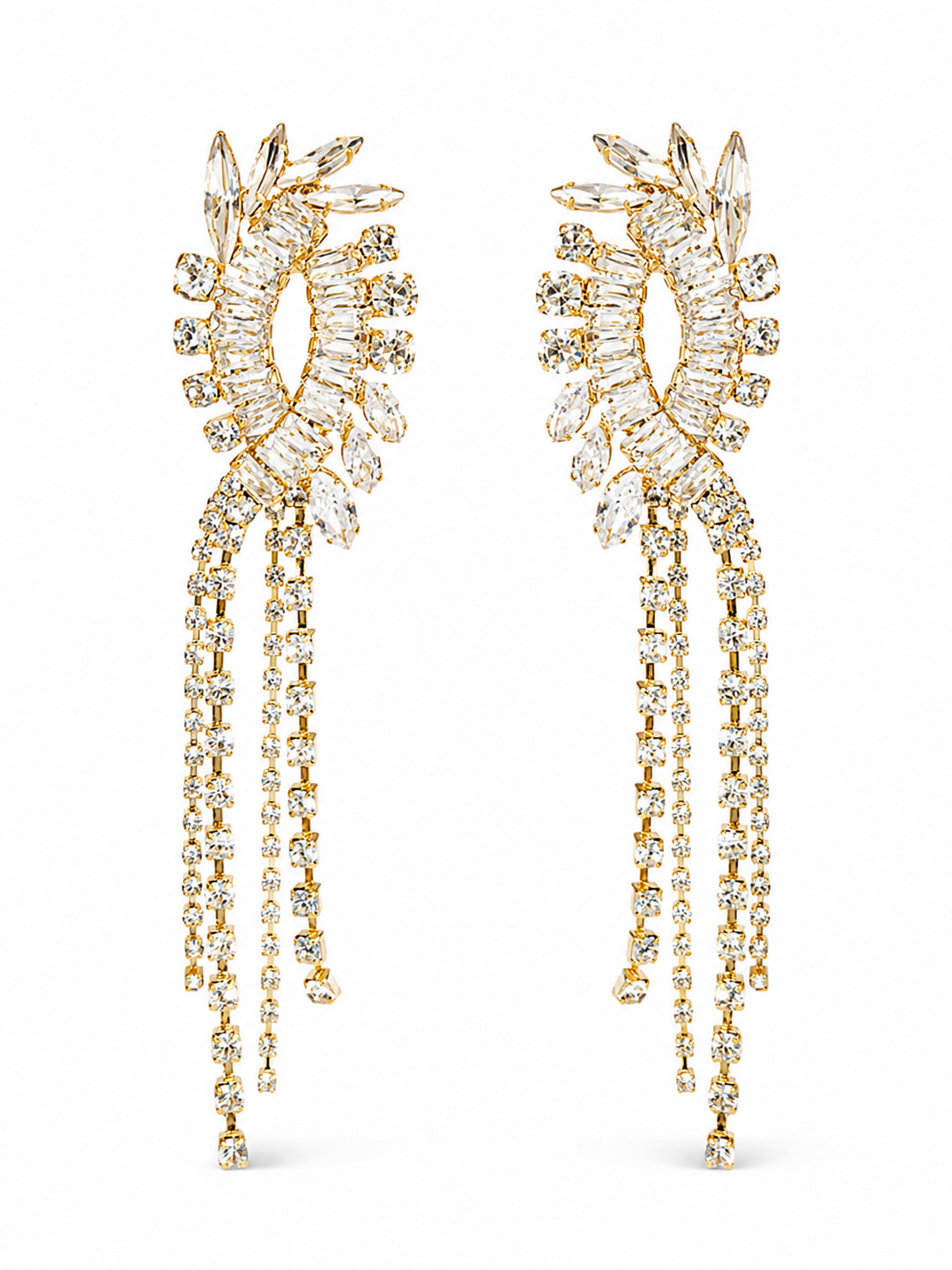Angelica crystal chandelier earrings with cascading strands