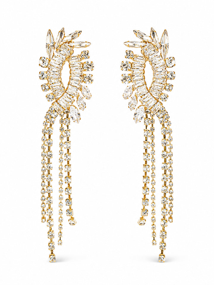 Angelica crystal chandelier earrings with cascading strands
