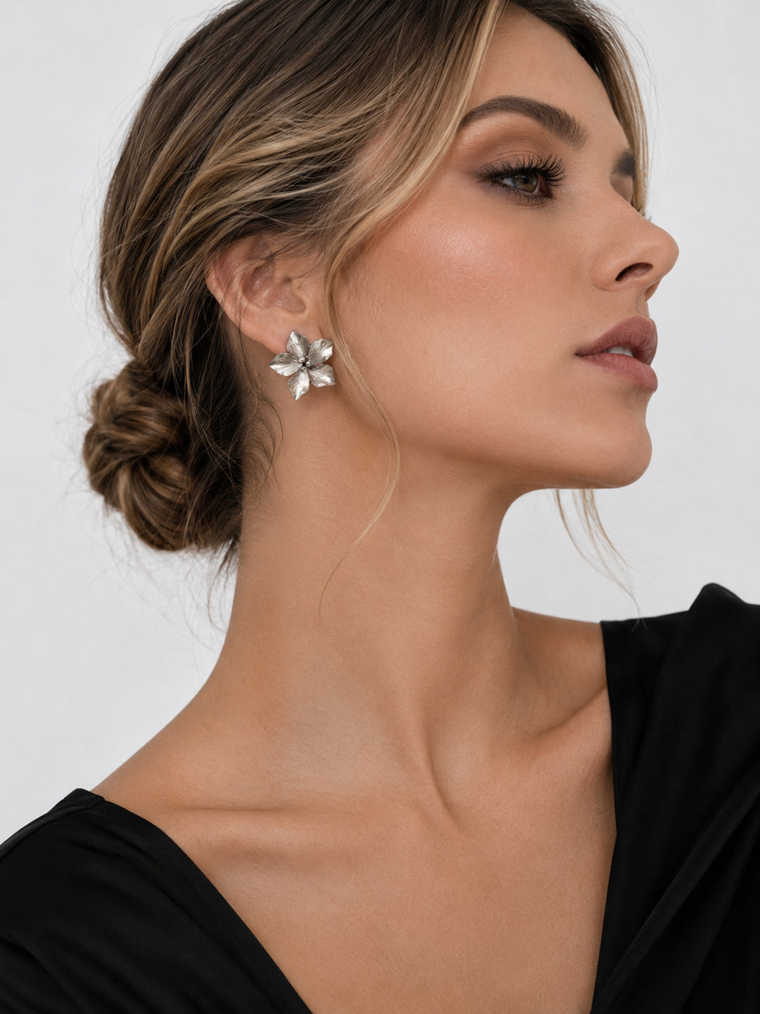 Avry Silver Floral Earrings