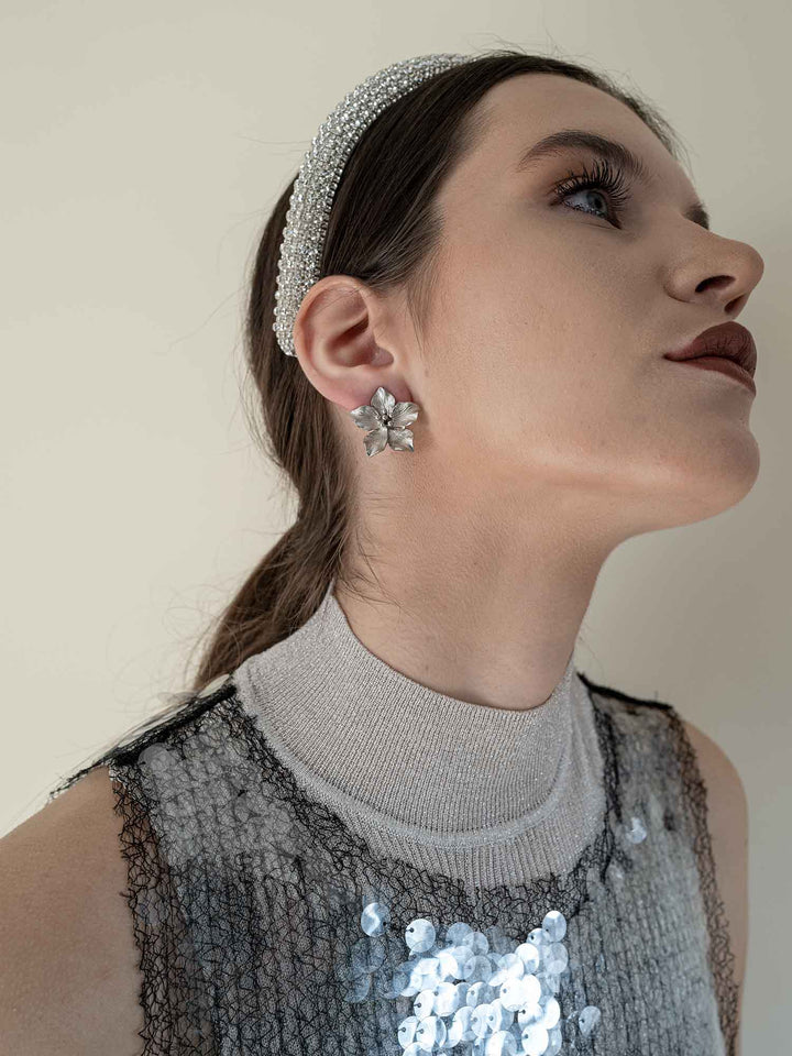 Avry Silver Floral Earrings