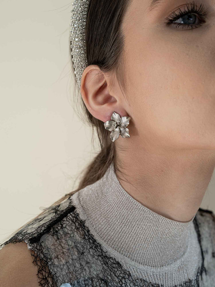Avry Silver Floral Earrings