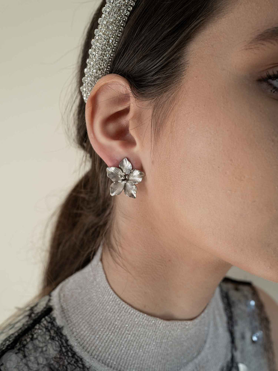 Avry Silver Floral Earrings