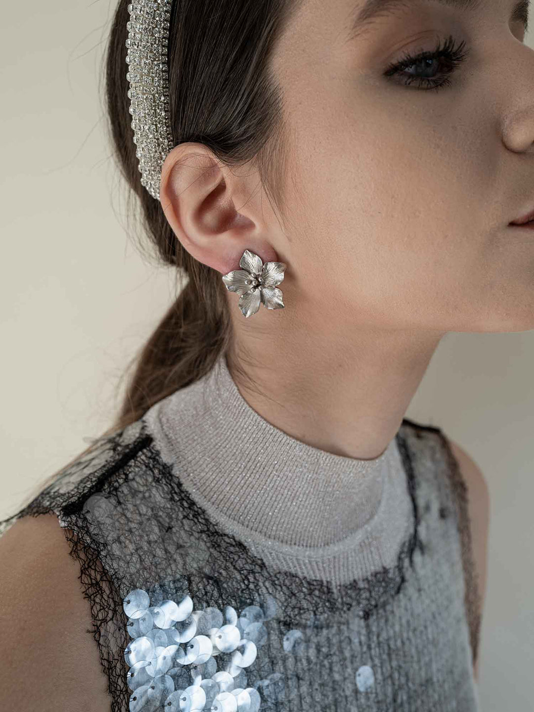 Avry Silver Floral Earrings