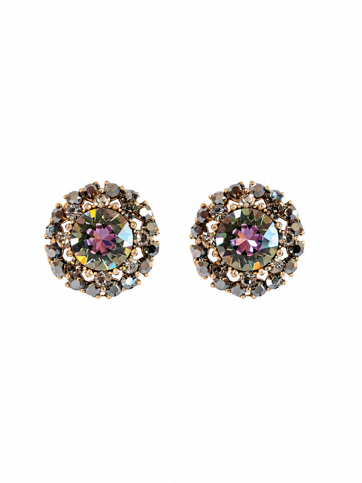 Azura crystal stud earrings with multicolor centre stone