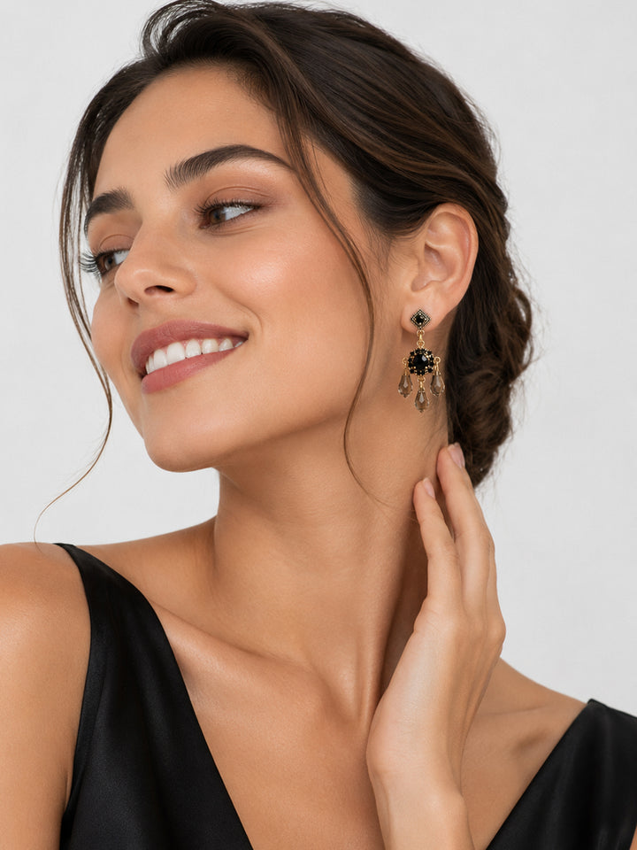 Belladonna Smoky Crystal Earrings