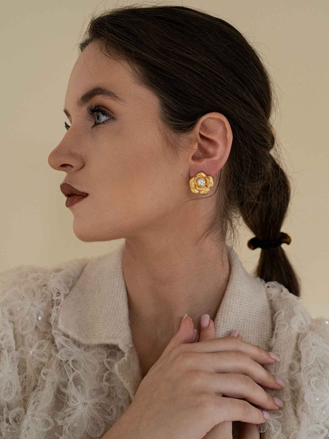 Bellemy Gold Floral Pearl Earrings