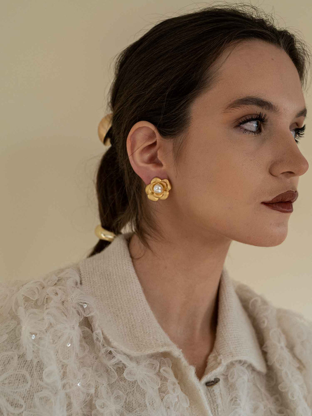 Bellemy Gold Floral Pearl Earrings