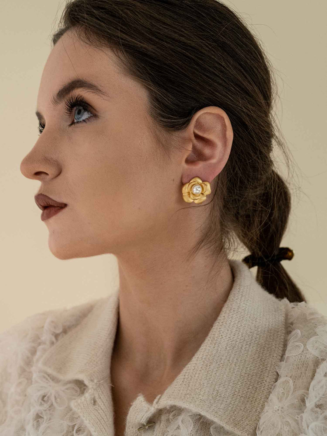Bellemy Gold Floral Pearl Earrings