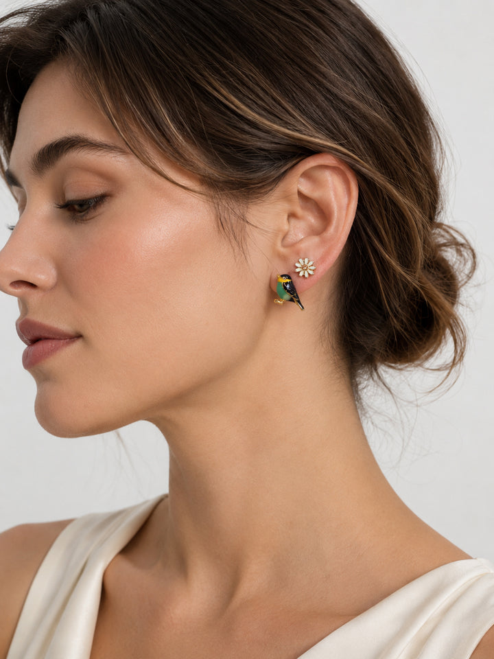 Bird and Flower Earring Set