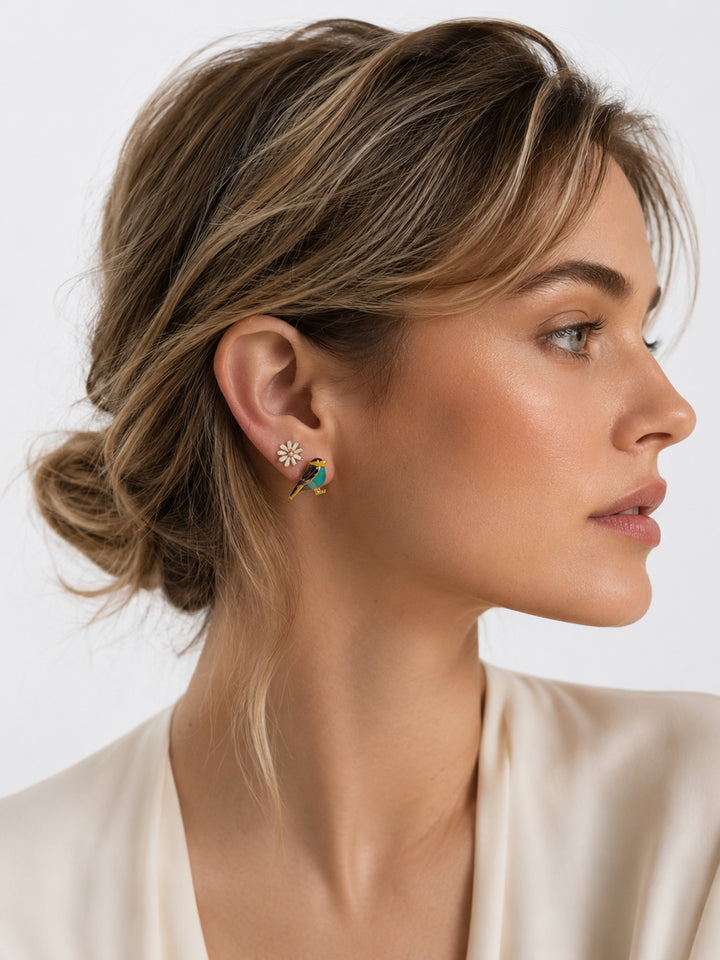 Bird and Flower Earring Set