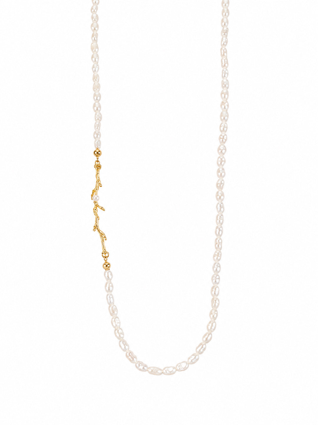 Branch pearl necklace with gold-plated branch detail