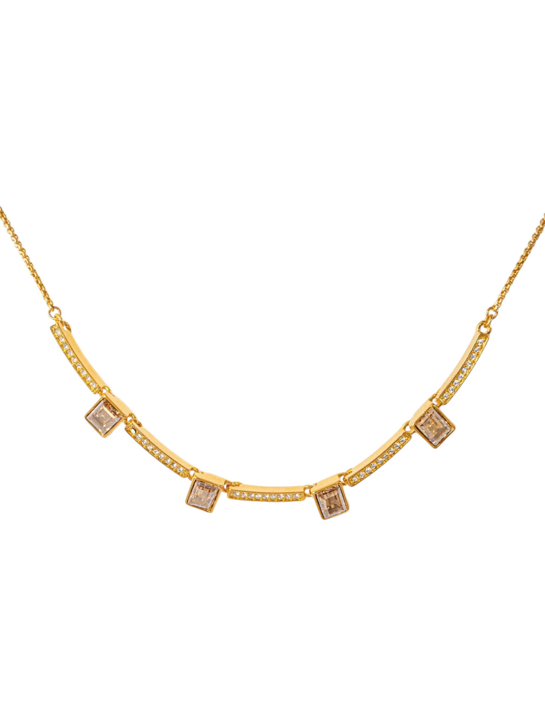 Brilliant Sugar Cube crystal necklace with square charms