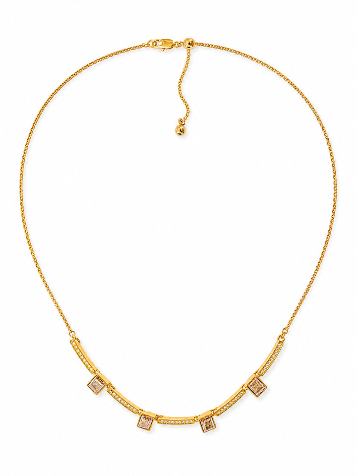 Brilliant Sugar Cube gold crystal necklace with square charms
