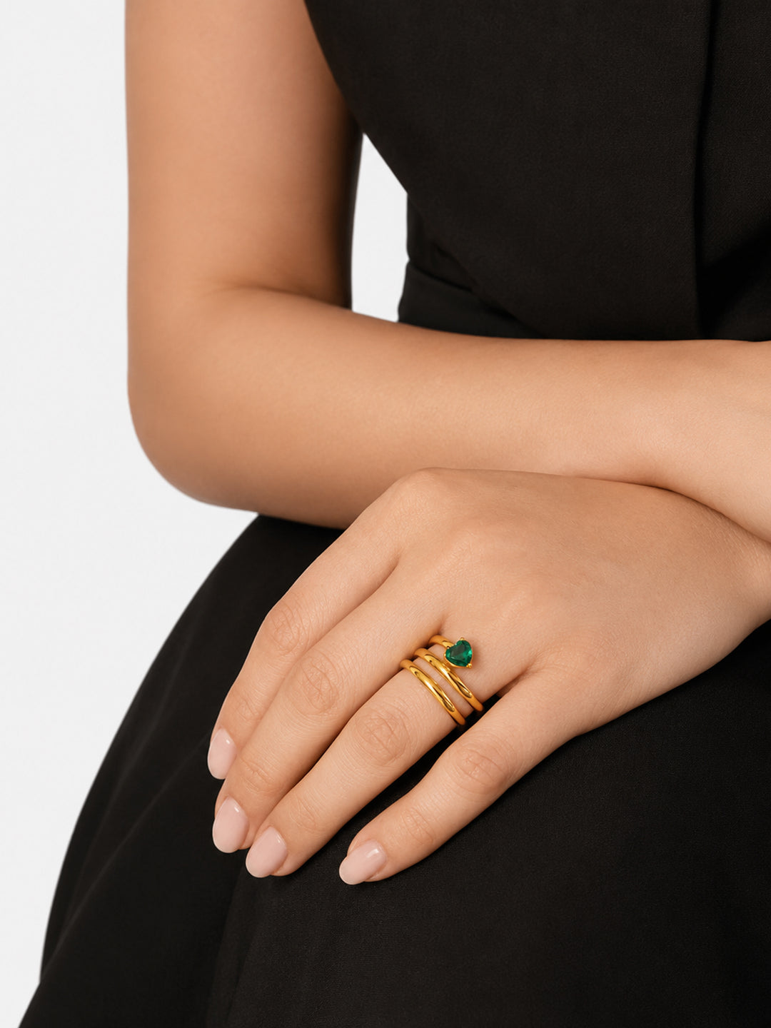 Cambria Green Heart Ring