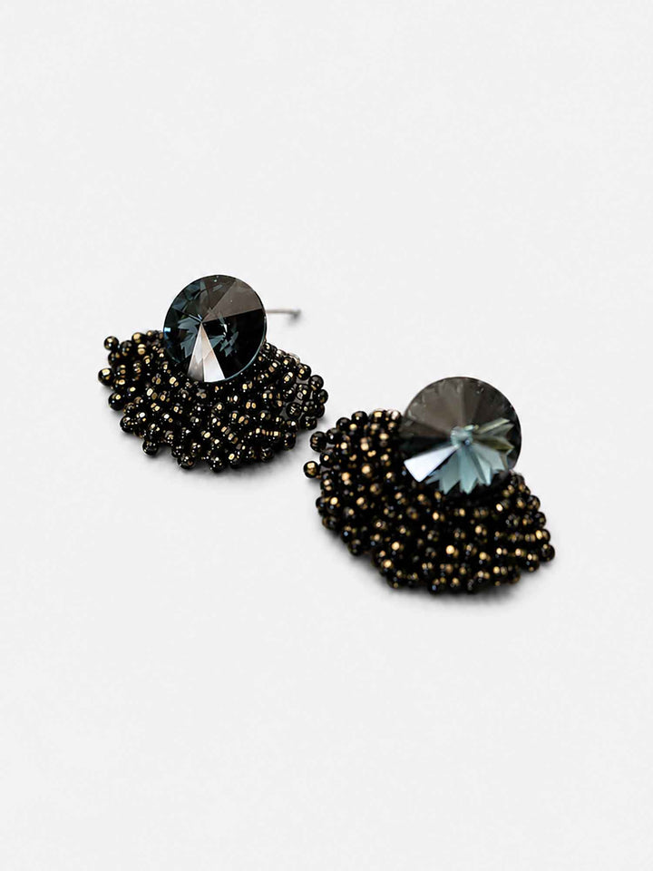 Noir Handcrafted Crystal Beaded Earrings