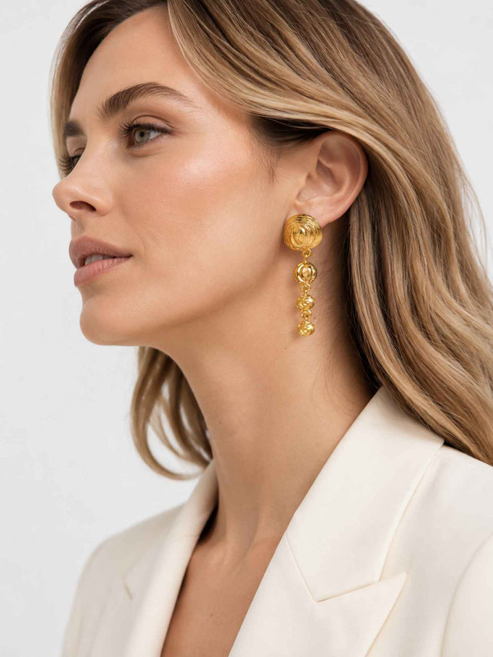 Elegant Long Gold Wavy Earrings