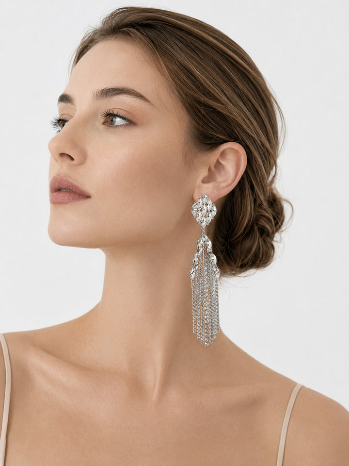 Rochel Crystal Chandelier Earrings Silver