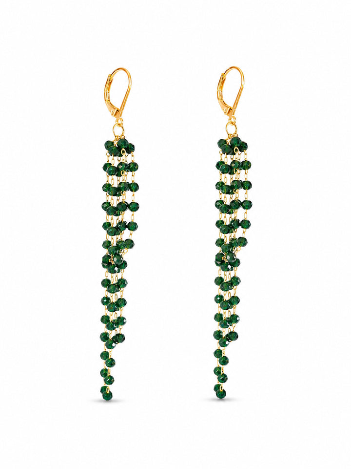Clarissa green stone drop earrings with cascading design