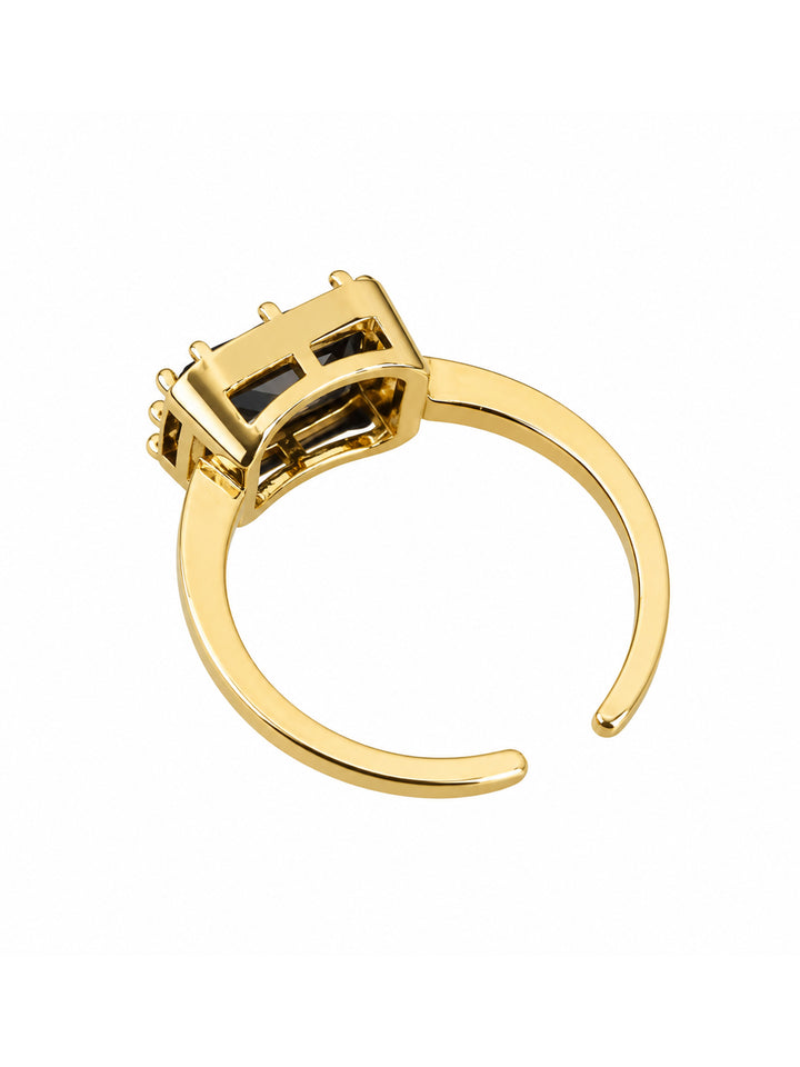 Clelia black stone ring styled on hand