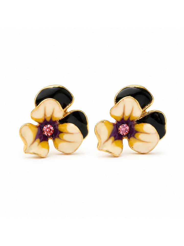 Brincos de flor em esmalte frio
