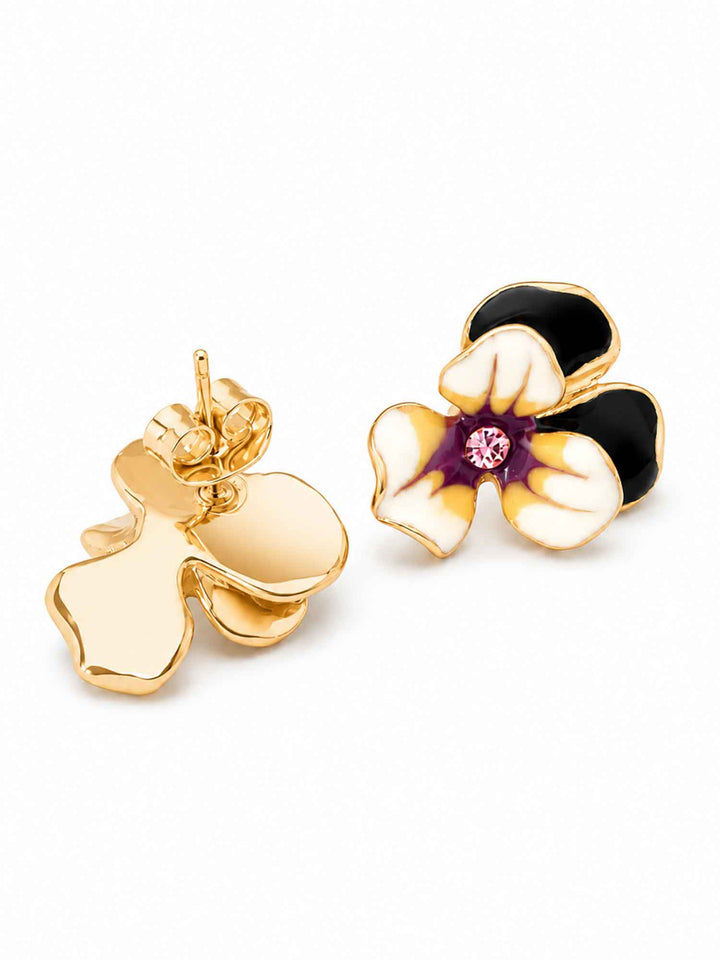 Brincos de flor em esmalte frio