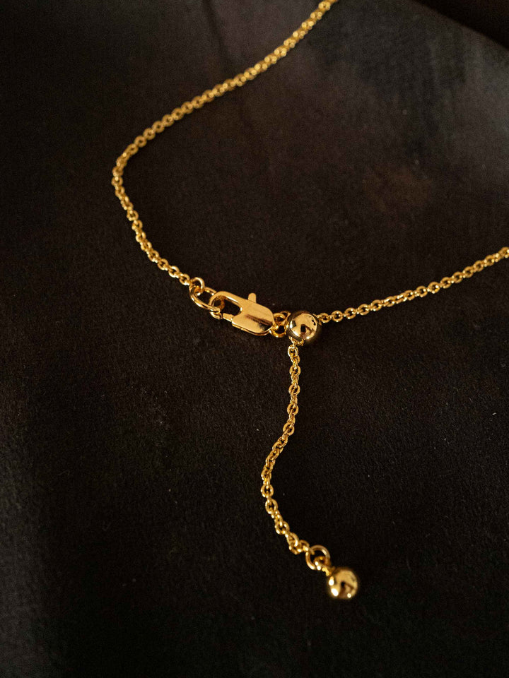 One Square Glass Crystal Pendant Gold Necklace