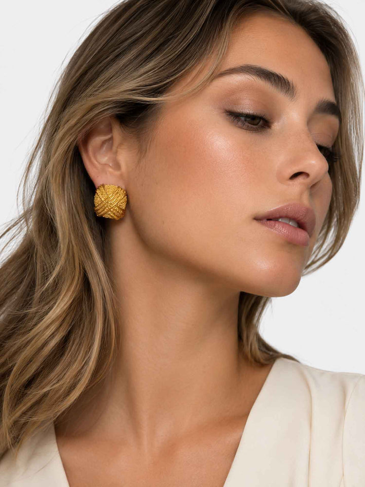 Cross Time Gold Earrings