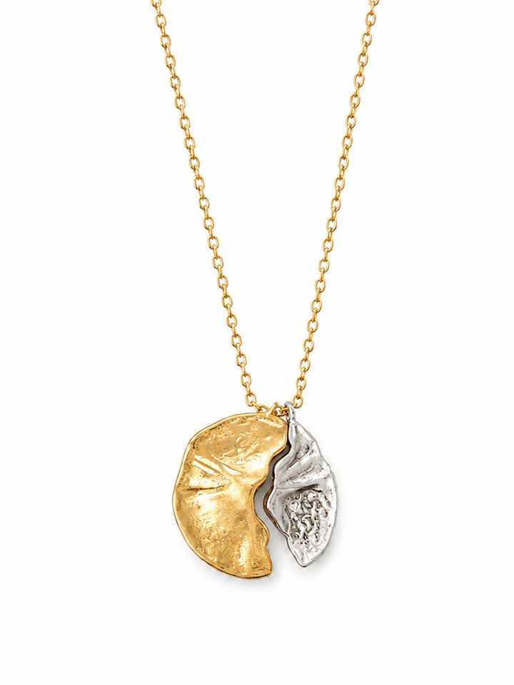 Elettra two-tone crescent pendant necklace with gold and silver charms