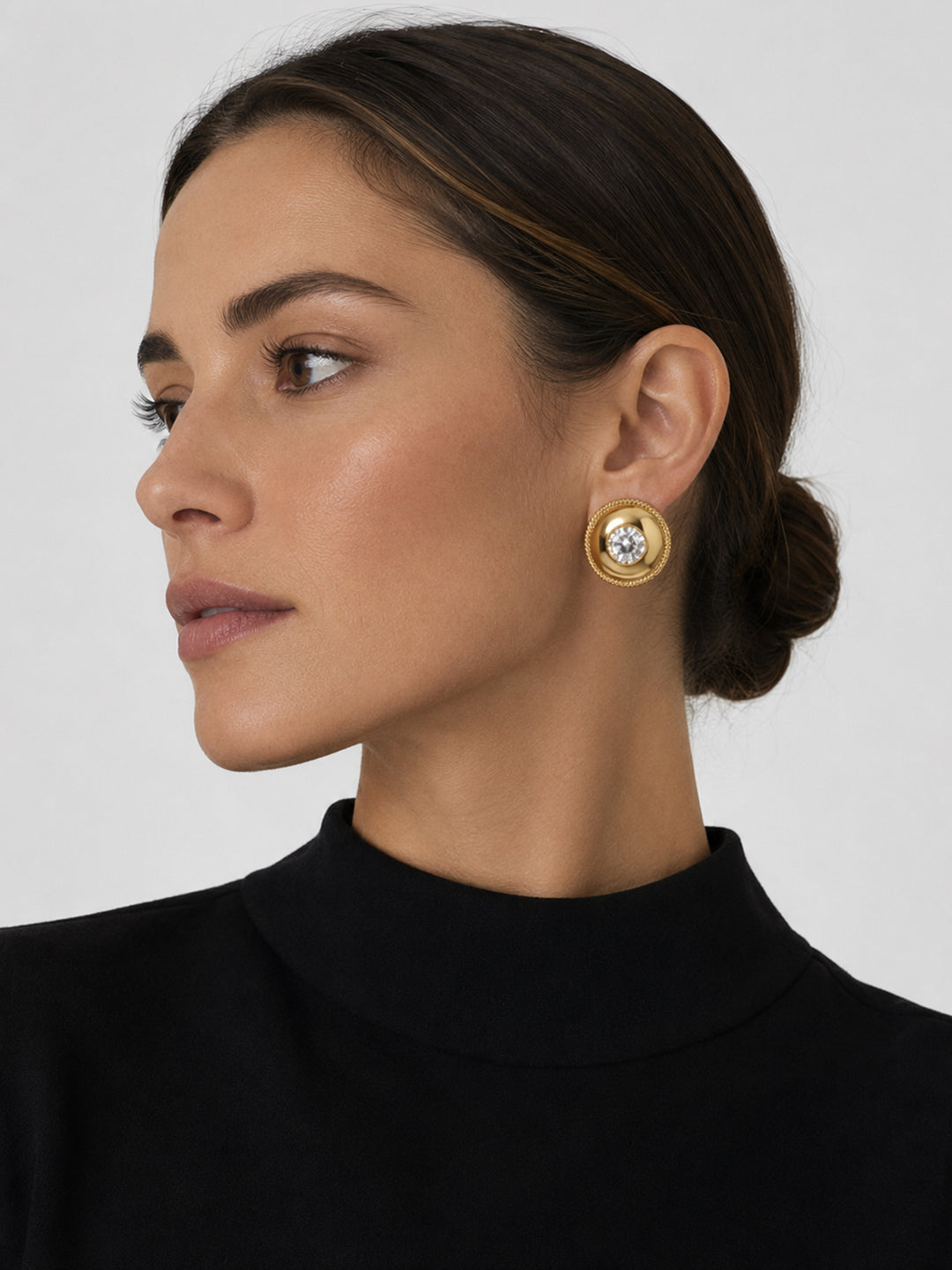 Elina round statement earrings with crystal centre
