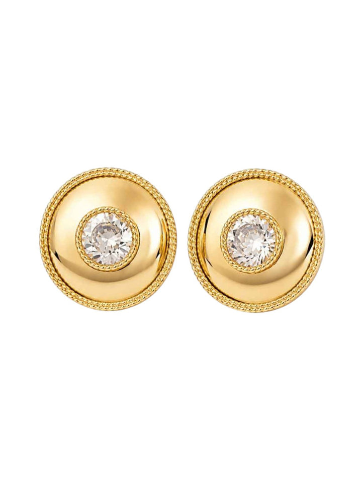 Elina crystal dome earrings with gold-plated finish