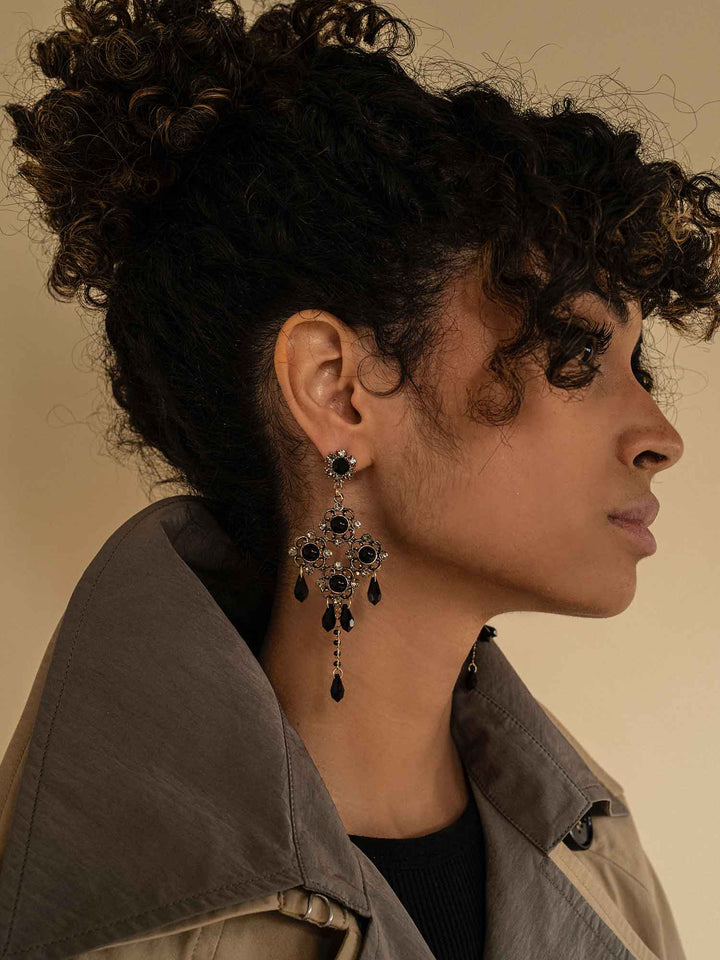 Elvina Baroque Floral Crystal Earrings