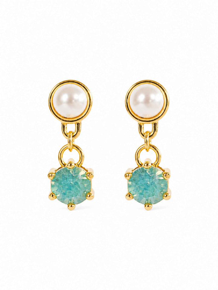Ersa Glass Pearl Seafoam Crystal Drop Earrings