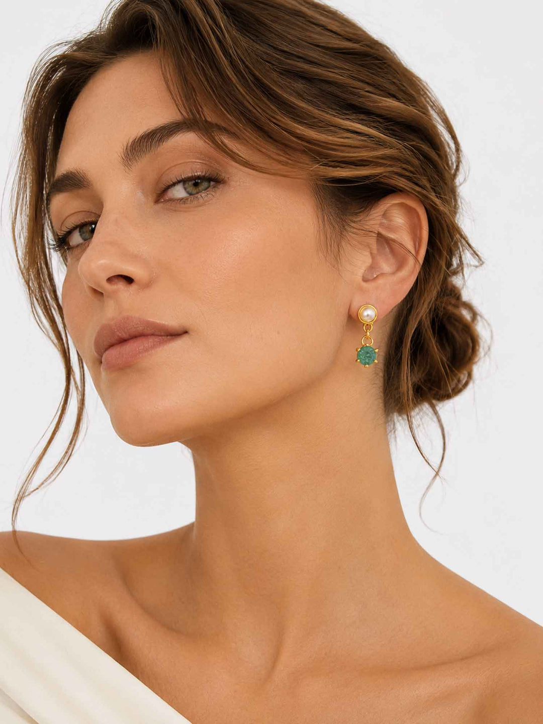 Ersa Glass Pearl Seafoam Crystal Drop Earrings