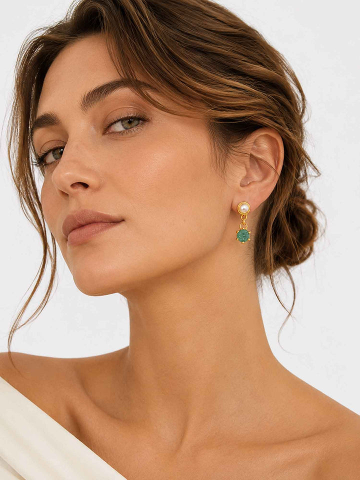 Ersa Glass Pearl Seafoam Crystal Drop Earrings