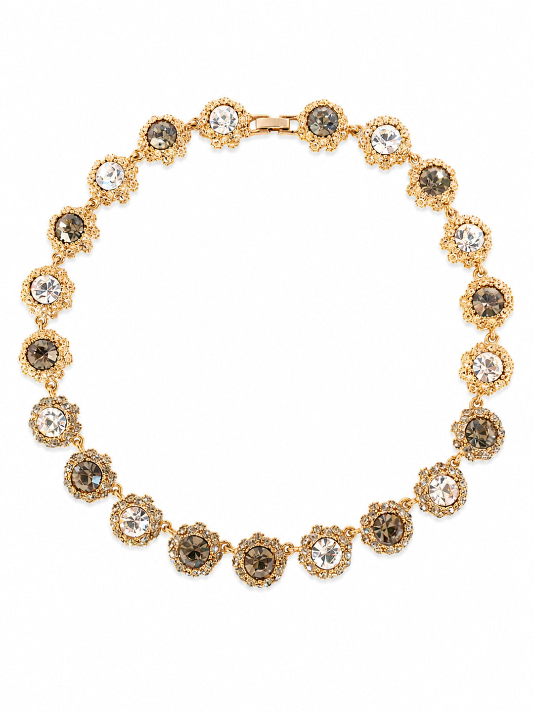 Eulalie crystal cluster necklace with gold-plated setting