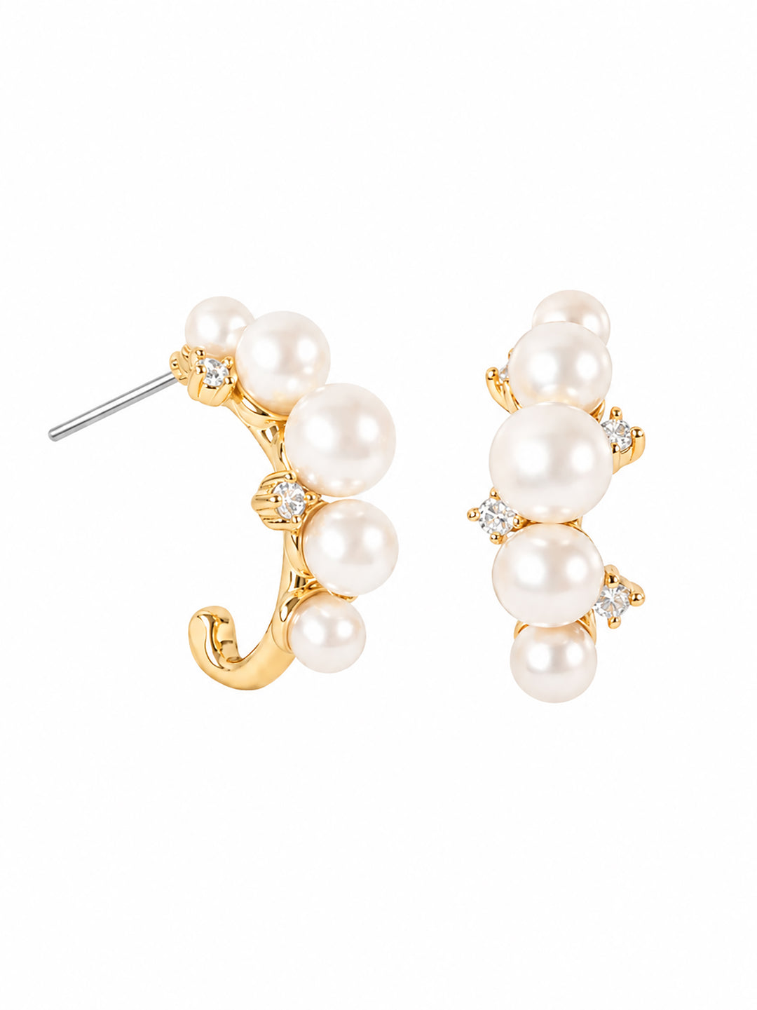 Fiera pearl hoops with cubic zirconia details