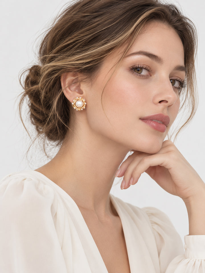 Fiorina Pearl Wreath Stud Earrings - view 2
