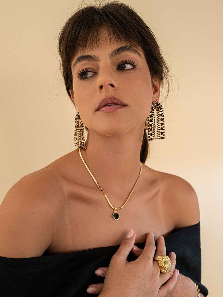 Flavia Black Gem Necklace