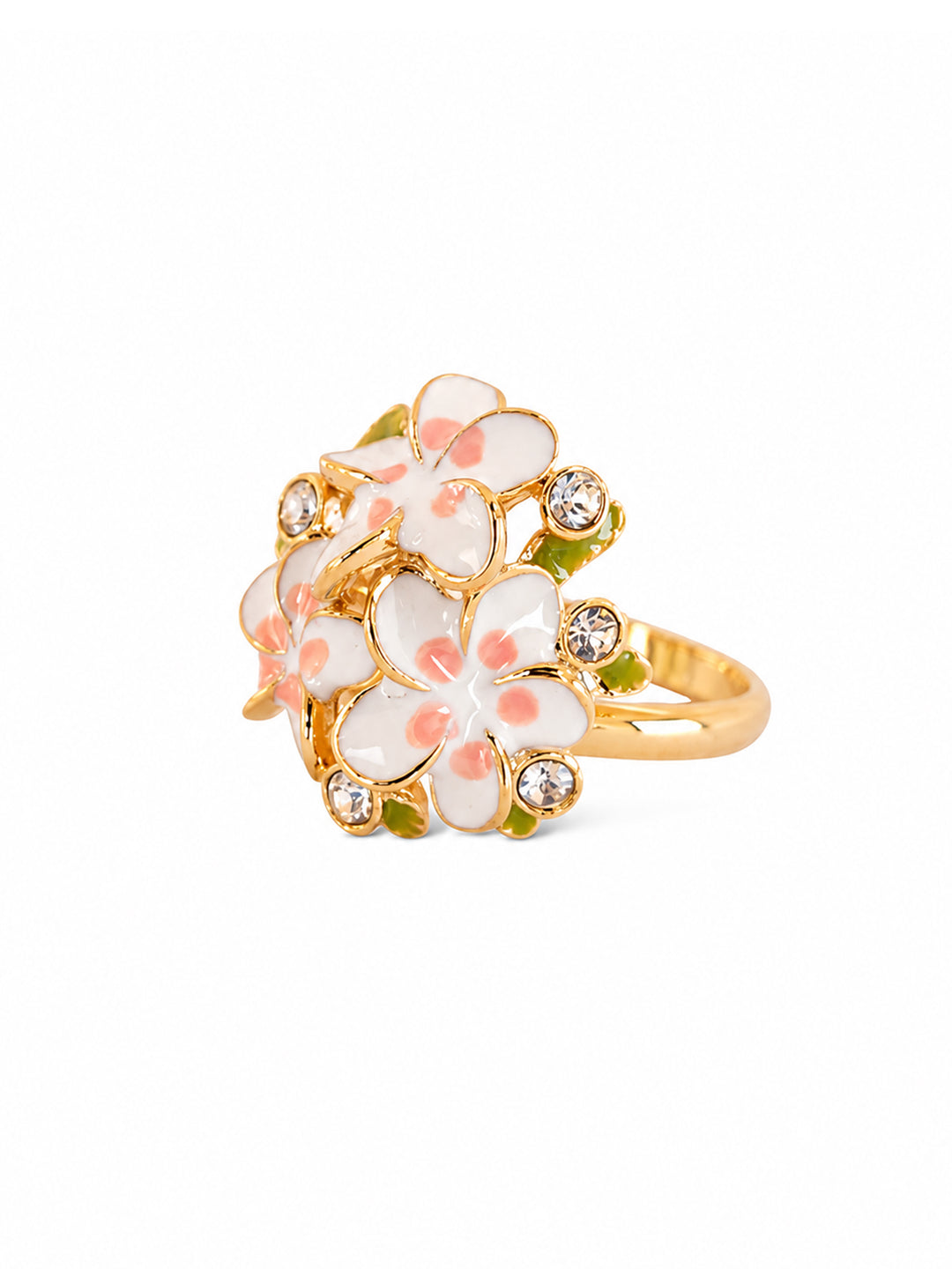 Floria statement floral ring with glass crystals