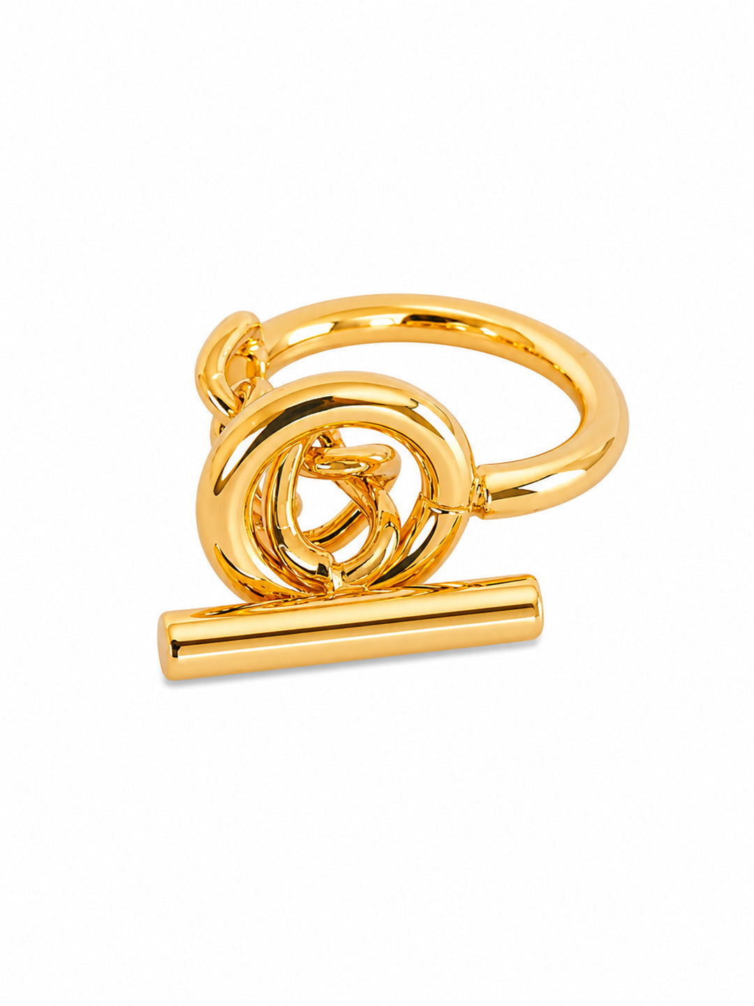 Freya link ring with sculptural gold-plated design