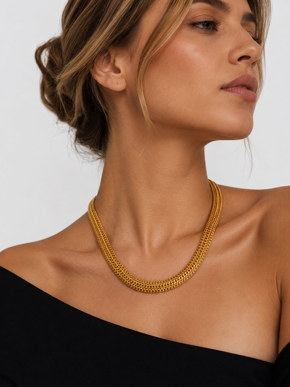 Gilda gold chain necklace with polished multi-chain design