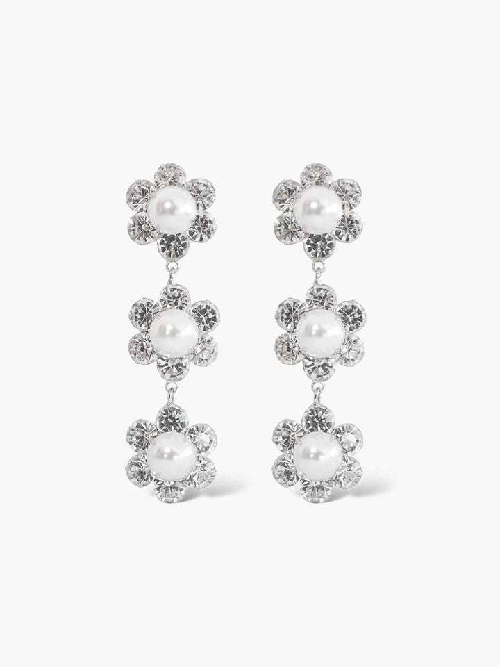 Gwen Floral Pearl Drop Earrings